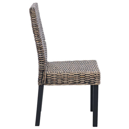 Sedia da pranzo 2 pz Rattan Kubu e Legno Massello di Mogano