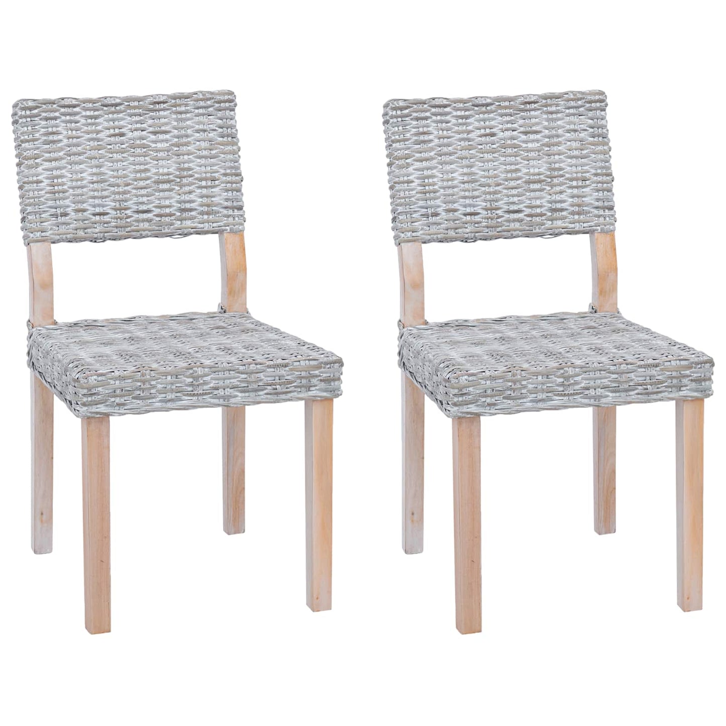 Sedia da pranzo 2 pcs Rattan Kubu Bianco Lavato 46 x 55 x 84 cm | homemem39