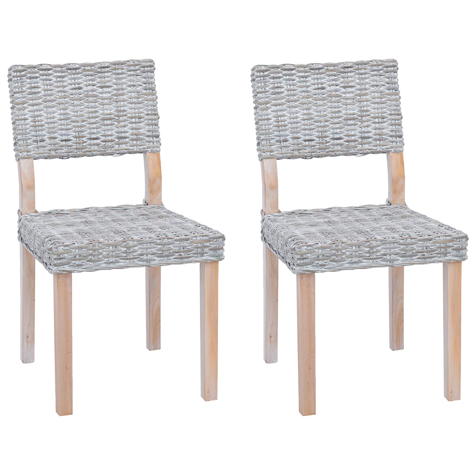 Sedia da pranzo 2 pcs Rattan Kubu Bianco Lavato 46 x 55 x 84 cm | homemem39