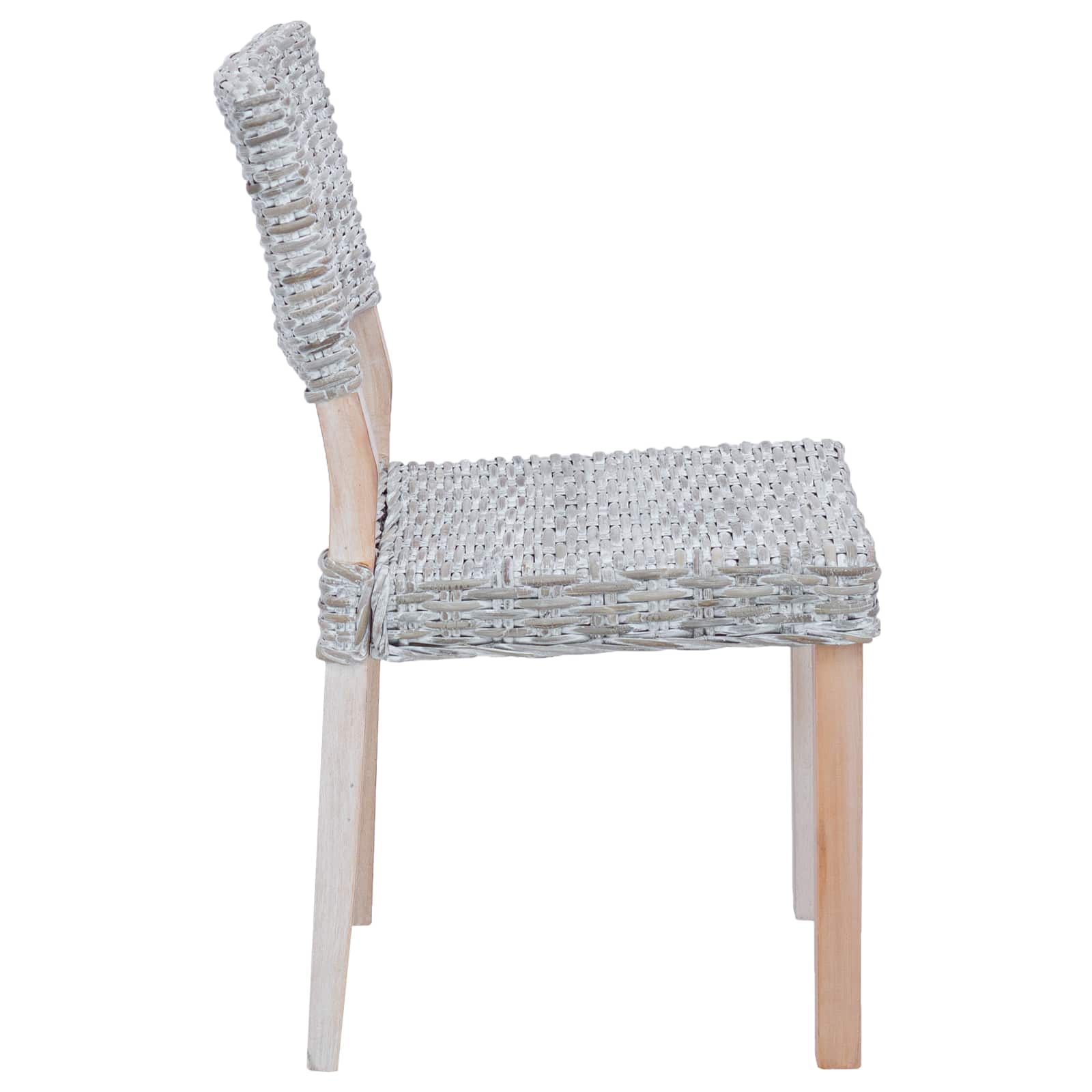 Sedia da pranzo 2 pcs Rattan Kubu Bianco Lavato 46 x 55 x 84 cm | homemem39