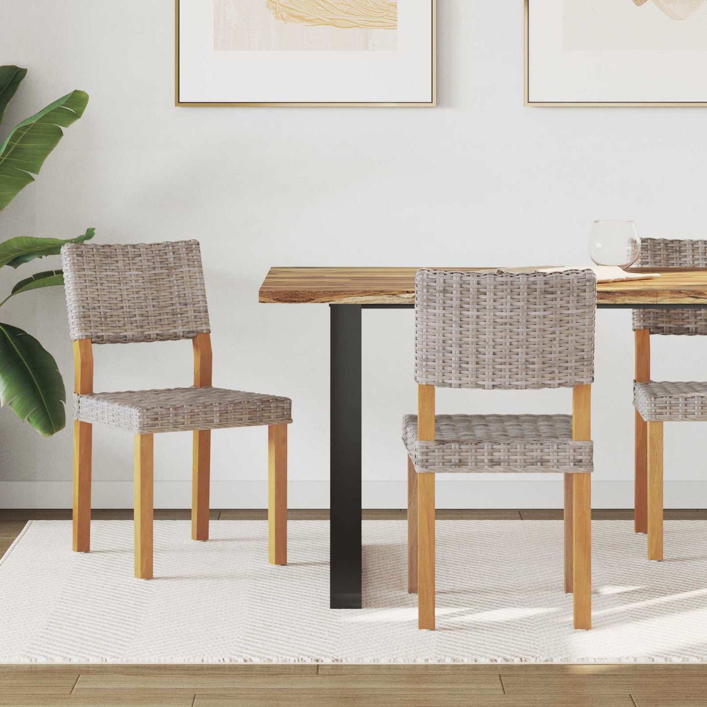 Sedia da pranzo 2 pz Rattan Kubu Grigio Kubu 46 x 55 x 84 cm