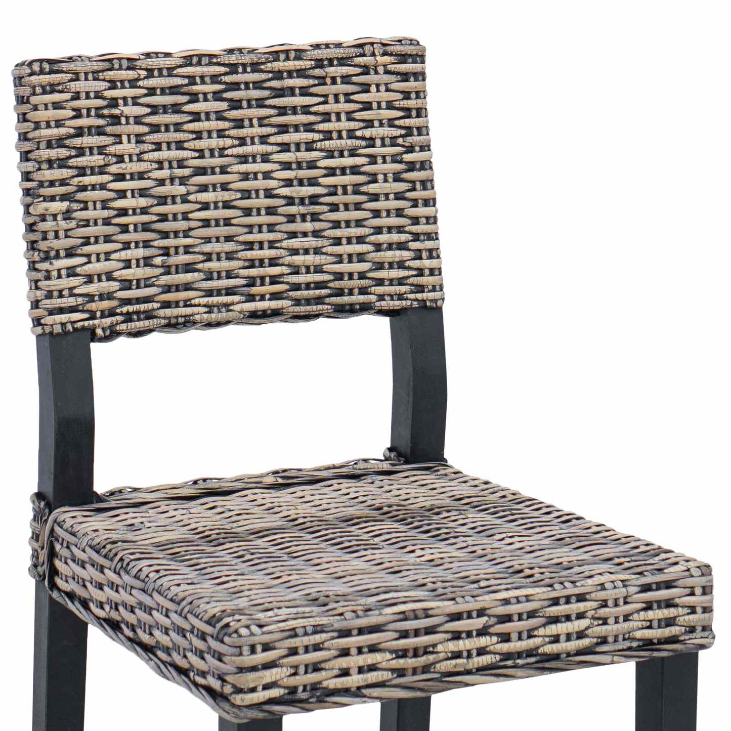Sedia da pranzo 2 pz Rattan Kubu Nero Lavato 46 x 55 x 84 cm