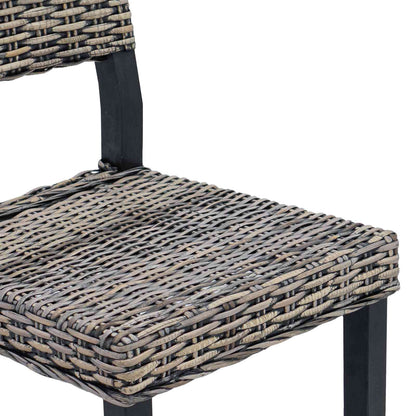 Sedia da pranzo 2 pz Rattan Kubu Nero Lavato 46 x 55 x 84 cm