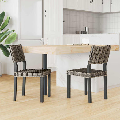 Sedia da pranzo 2 pz Rattan Kubu Nero Lavato 46 x 55 x 84 cm
