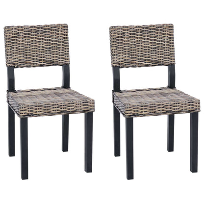 Sedia da pranzo 2 pz Rattan Kubu Nero Lavato 46 x 55 x 84 cm