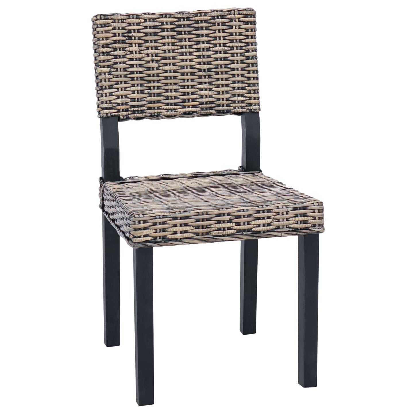 Sedia da pranzo 2 pz Rattan Kubu Nero Lavato 46 x 55 x 84 cm