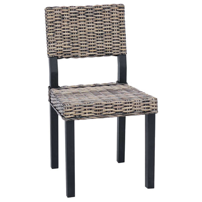 Sedia da pranzo 2 pz Rattan Kubu Nero Lavato 46 x 55 x 84 cm