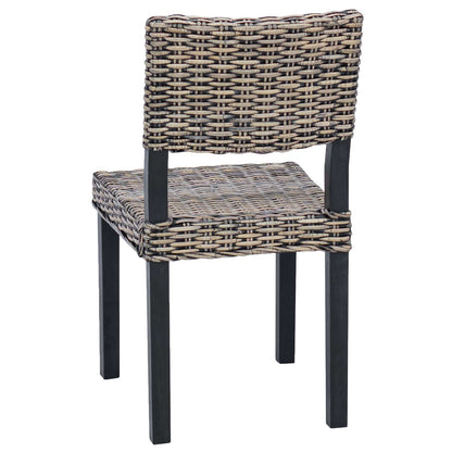 Sedia da pranzo 2 pz Rattan Kubu Nero Lavato 46 x 55 x 84 cm