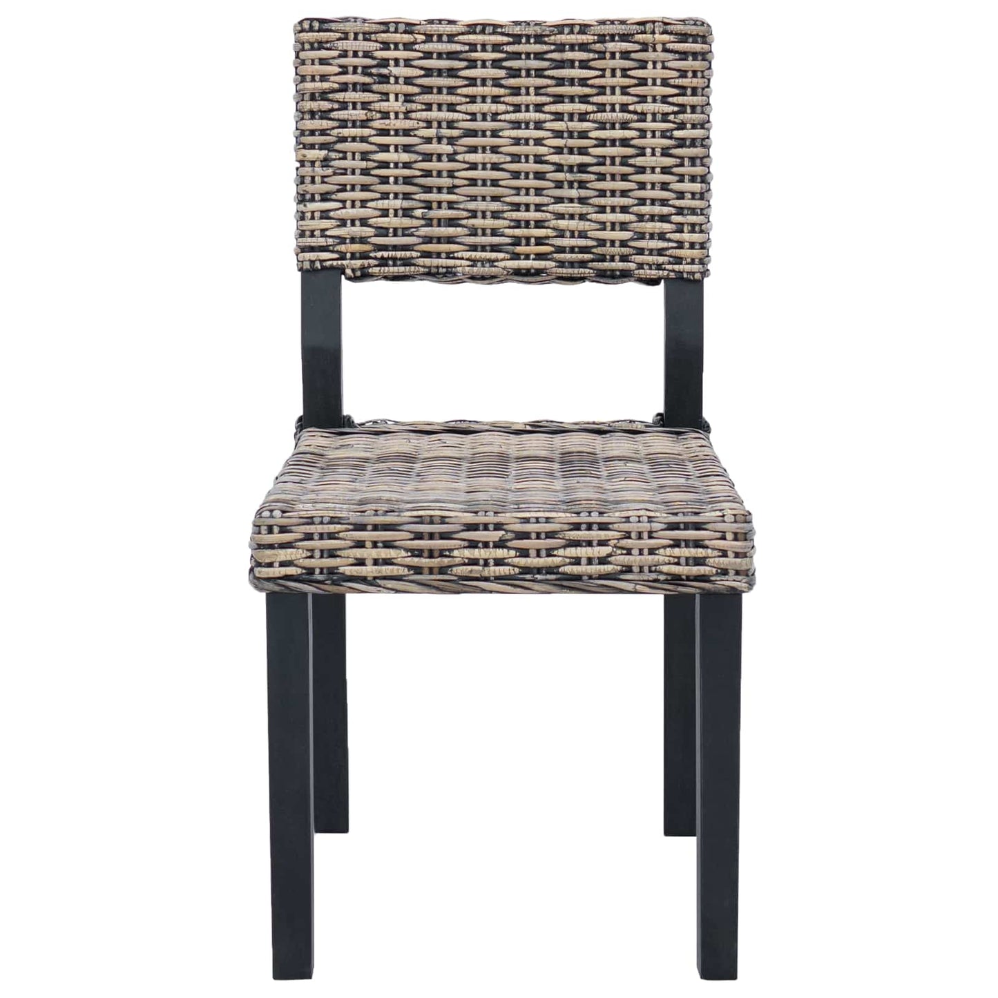 Sedia da pranzo 2 pz Rattan Kubu Nero Lavato 46 x 55 x 84 cm