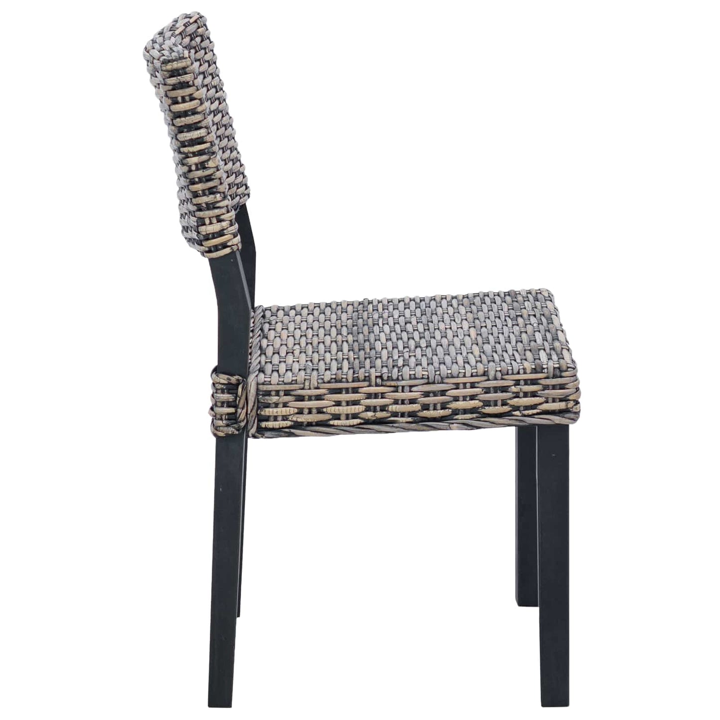 Sedia da pranzo 2 pz Rattan Kubu Nero Lavato 46 x 55 x 84 cm