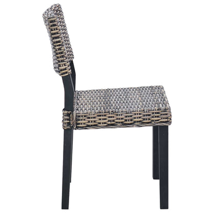 Sedia da pranzo 2 pz Rattan Kubu Nero Lavato 46 x 55 x 84 cm