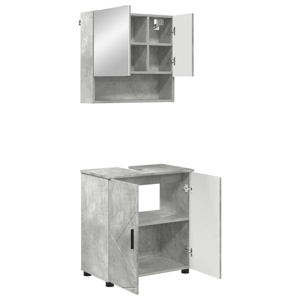 Set di mobili per il bagno con porta 2 pcs Grigio cemento | homemem39