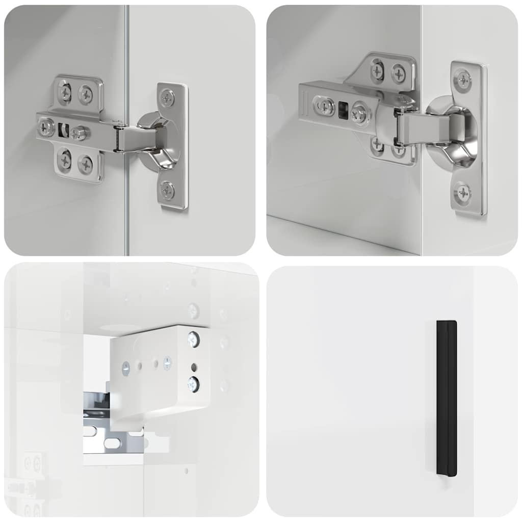 Set di mobili per il bagno con porta 2 pcs Bianco Lucido | homemem39