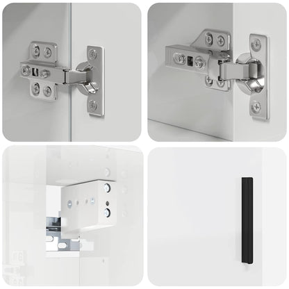 Set di mobili per il bagno con porta 2 pcs Bianco Lucido | homemem39