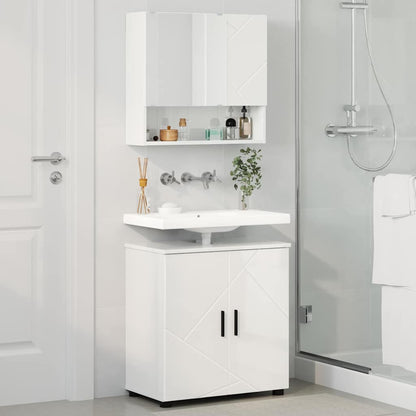 Set di mobili per il bagno con porta 2 pcs Bianco Lucido | homemem39