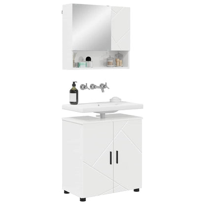 Set di mobili per il bagno con porta 2 pcs Bianco Lucido | homemem39