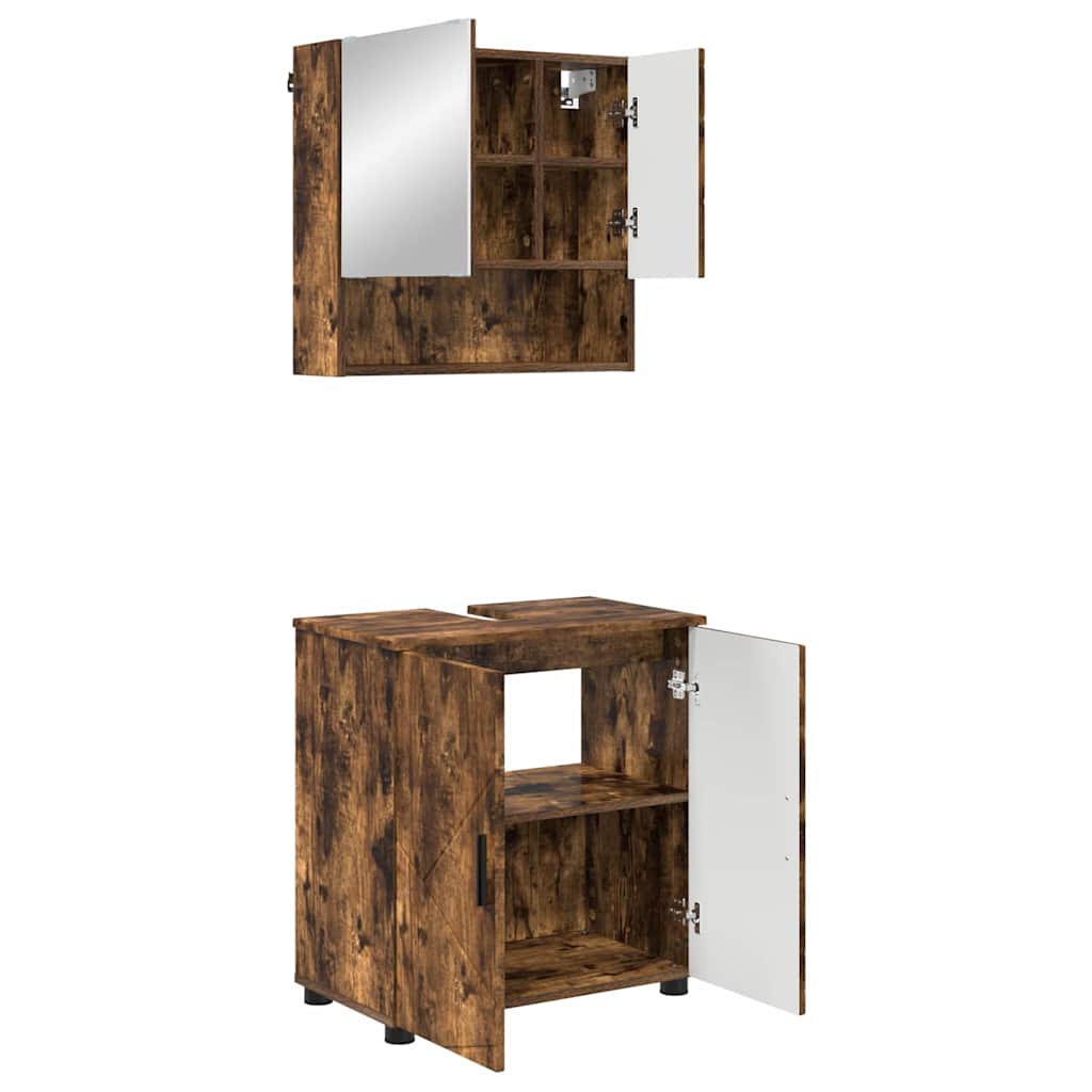 Set di mobili per il bagno 2 pz Rovere fumé 61 x 35 x 64 cm | homemem39
