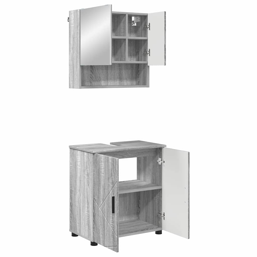 Set di mobili per il bagno 2 pz Grigio Sonoma 61 x 35 x 64 cm | homemem39