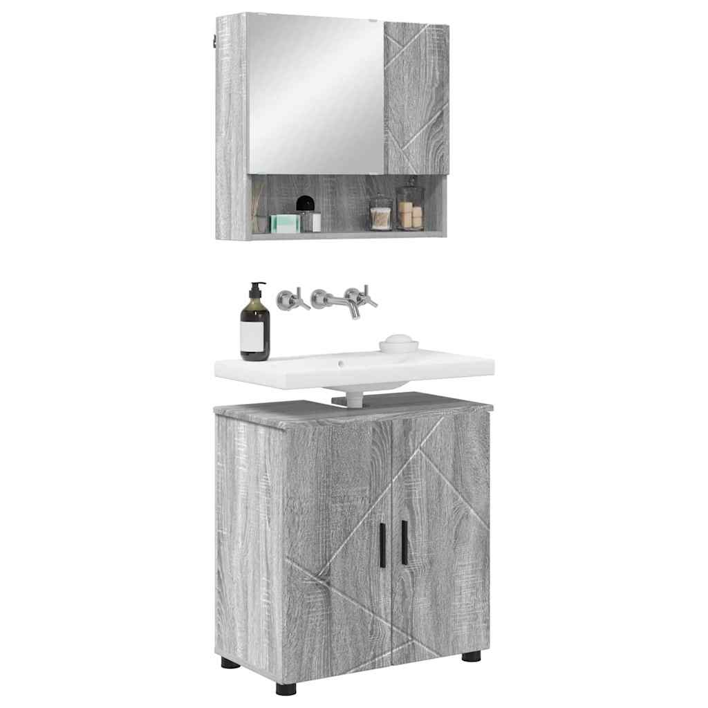 Set di mobili per il bagno 2 pz Grigio Sonoma 61 x 35 x 64 cm | homemem39