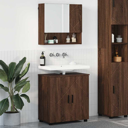 Set di mobili per il bagno con porta 2 pcs Rovere Marrone | homemem39