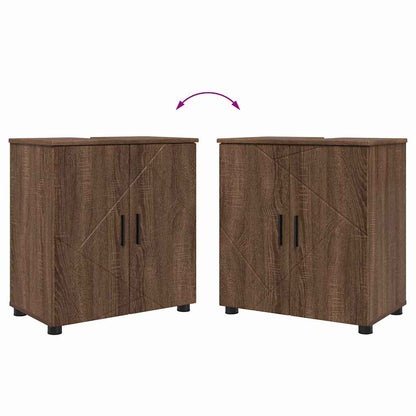 Set di mobili per il bagno 2 pz Rovere Marrone 61 x 35 x 64 cm
