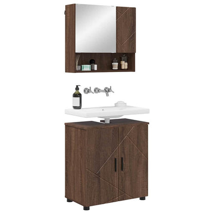 Set di mobili per il bagno con porta 2 pcs Rovere Marrone | homemem39