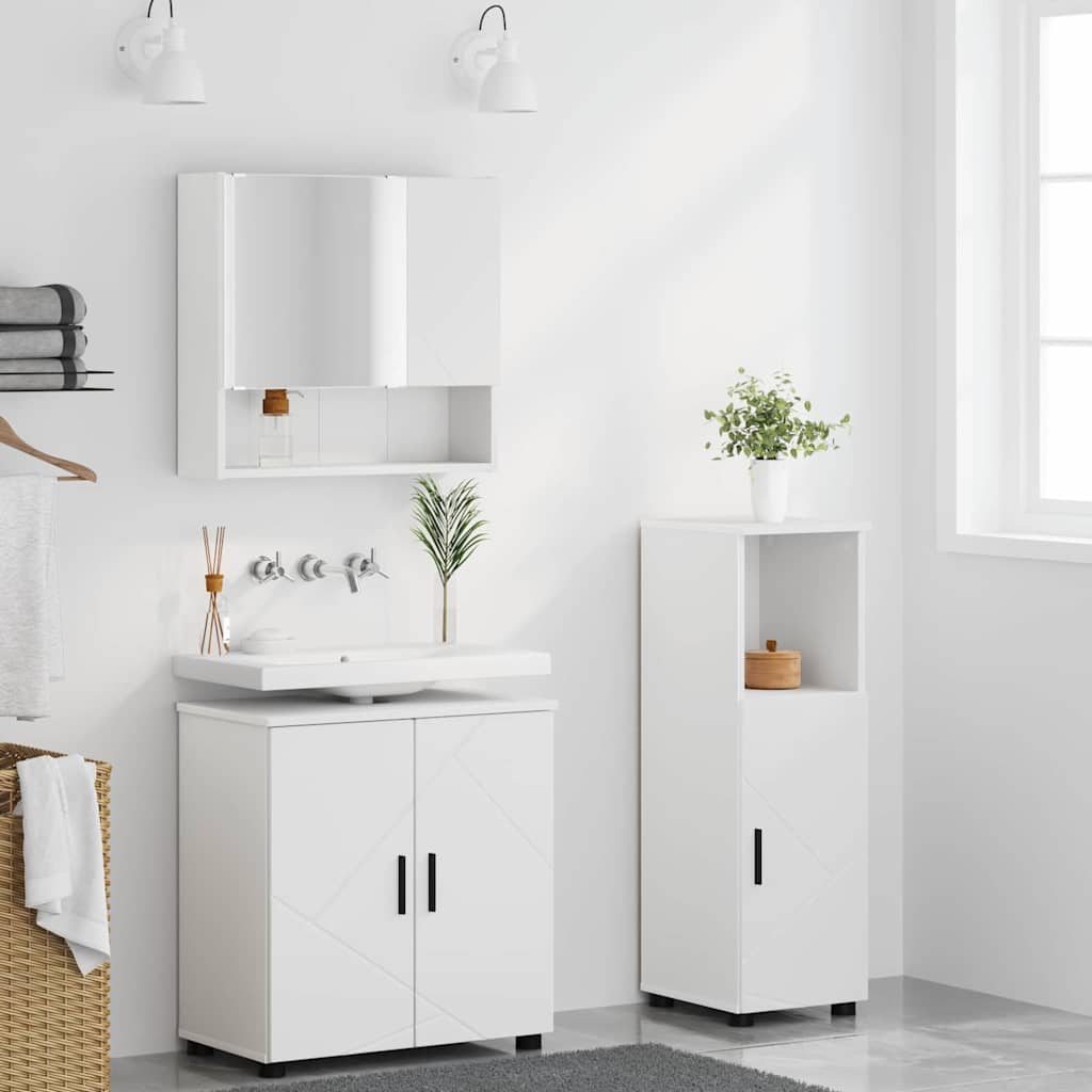 Set di mobili per il bagno Montaggio a parete 3 pcs Bianco | homemem39