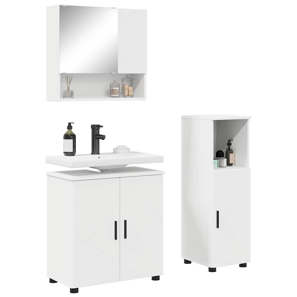 Set di mobili per il bagno Montaggio a parete 3 pcs Bianco | homemem39