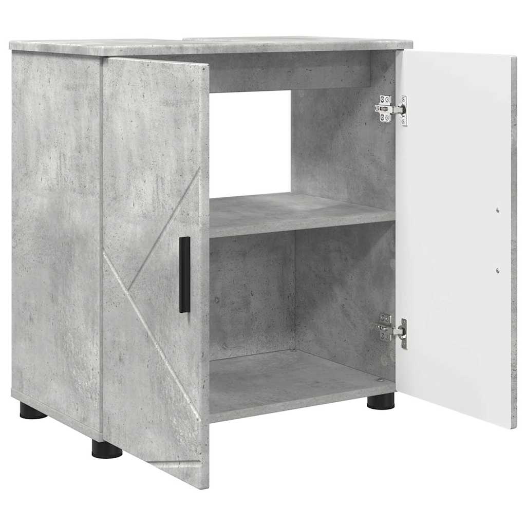 Set di mobili per il bagno con porta 3 pcs Grigio cemento | homemem39