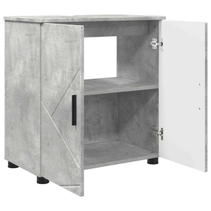 Set di mobili per il bagno con porta 3 pcs Grigio cemento | homemem39