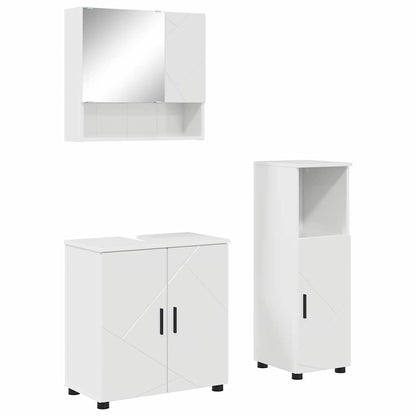 Set di mobili per il bagno con porta 3 pcs Bianco Lucido | homemem39