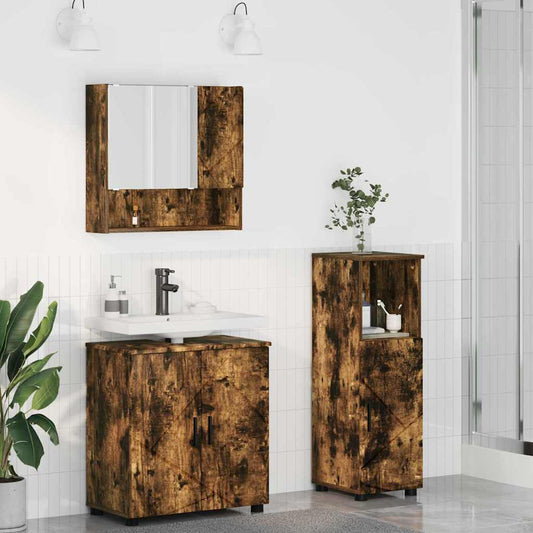 Set di mobili per il bagno 3 pz Rovere fumé 61 x 35 x 64 cm | homemem39