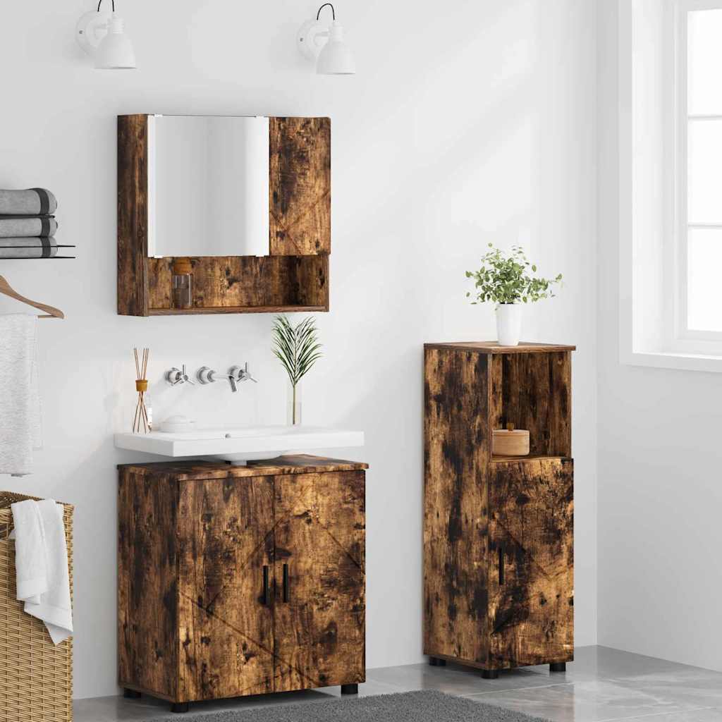Set di mobili per il bagno 3 pz Rovere fumé 61 x 35 x 64 cm | homemem39