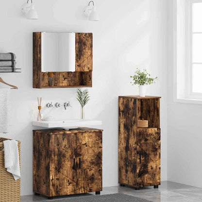 Set di mobili per il bagno 3 pz Rovere fumé 61 x 35 x 64 cm | homemem39