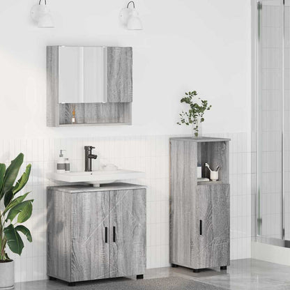 Set di mobili per il bagno 3 pz Grigio Sonoma 61 x 35 x 64 cm | homemem39