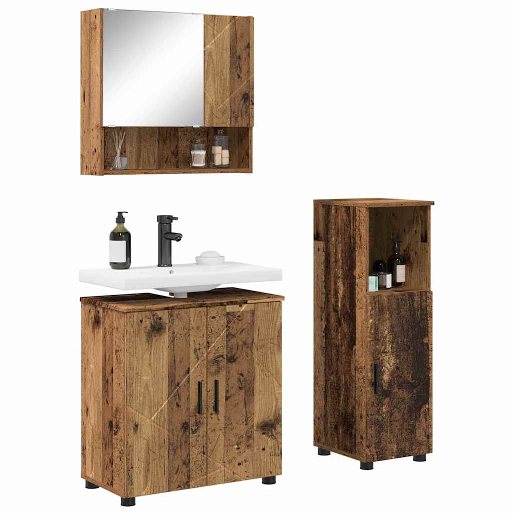 Set di mobili per il bagno 3 pz Legno vecchio 61 x 35 x 64 cm | homemem39