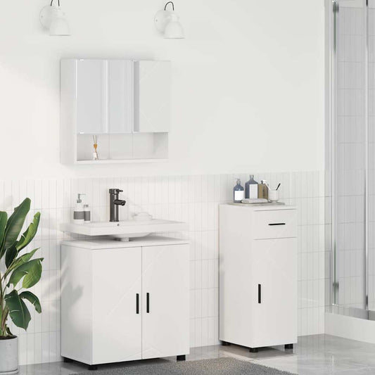 Set di mobili per il bagno con cassetto con porta 3 pcs Bianco | homemem39