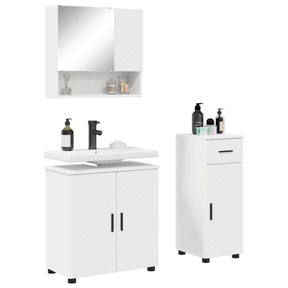 Set di mobili per il bagno con cassetto con porta 3 pcs Bianco | homemem39
