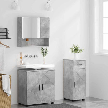 Set di mobili per il bagno con cassetto 3 pcs Grigio cemento | homemem39