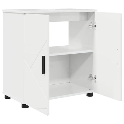 Set di mobili per il bagno con cassetto 3 pcs Bianco Lucido | homemem39