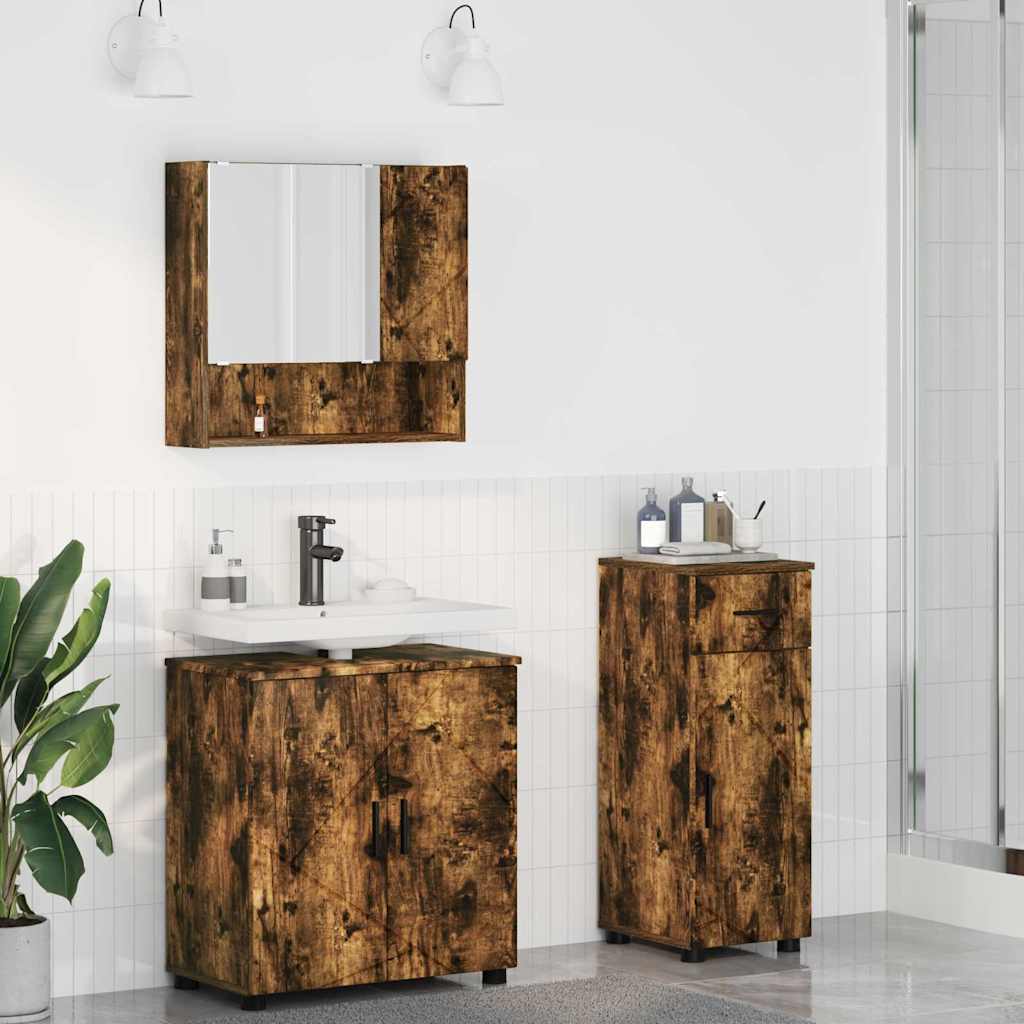 Set di mobili per il bagno 3 pz Rovere fumé 61 x 35 x 64 cm | homemem39