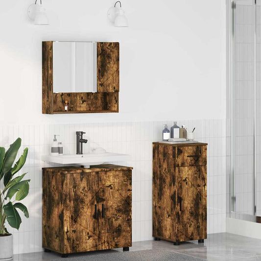 Set di mobili per il bagno 3 pz Rovere fumé 61 x 35 x 64 cm | homemem39