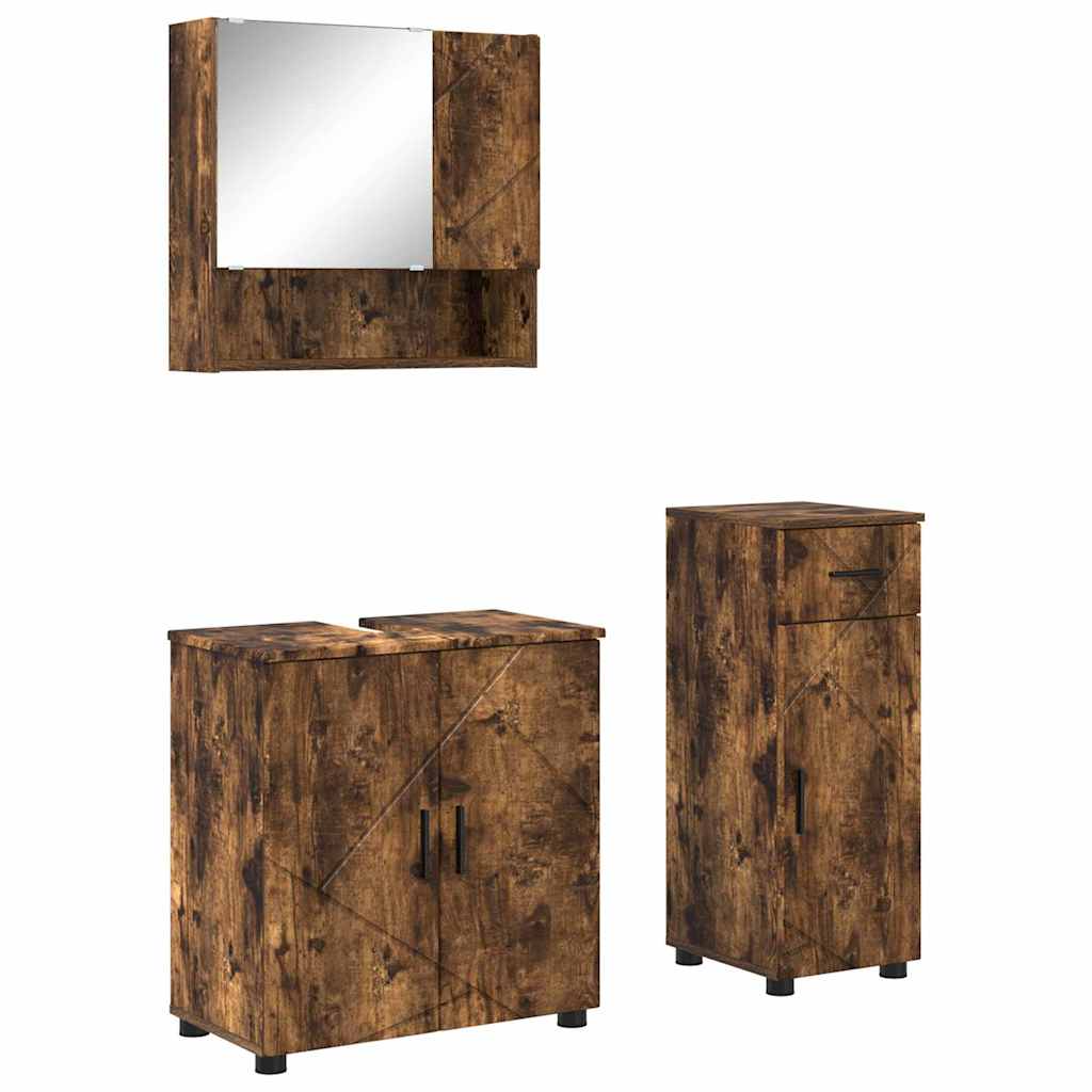 Set di mobili per il bagno 3 pz Rovere fumé 61 x 35 x 64 cm | homemem39