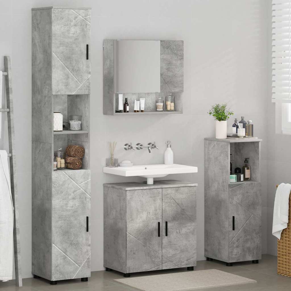 Set di mobili per il bagno 4 pz Grigio cemento 61 x 35 x 64 cm | homemem39