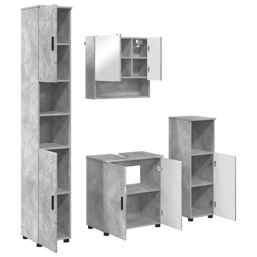 Set di mobili per il bagno 4 pz Grigio cemento 61 x 35 x 64 cm | homemem39
