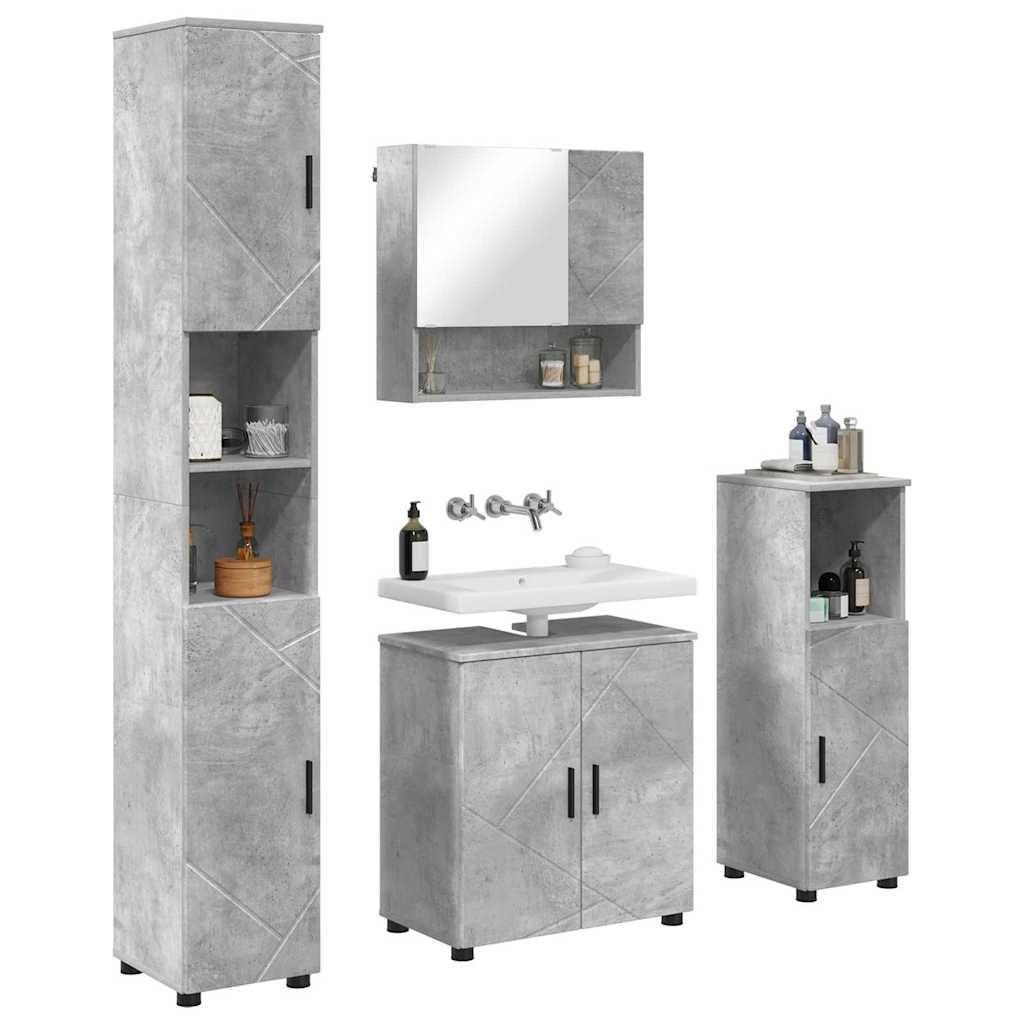 Set di mobili per il bagno 4 pz Grigio cemento 61 x 35 x 64 cm | homemem39