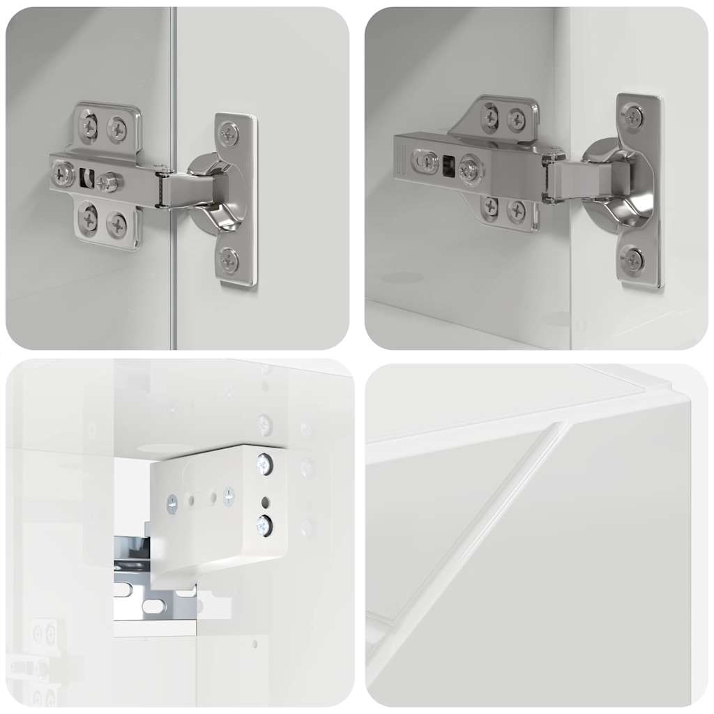 Set di mobili per il bagno con porta 4 pcs Bianco Lucido | homemem39