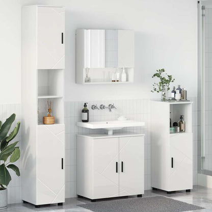 Set di mobili per il bagno con porta 4 pcs Bianco Lucido | homemem39