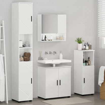 Set di mobili per il bagno con porta 4 pcs Bianco Lucido | homemem39