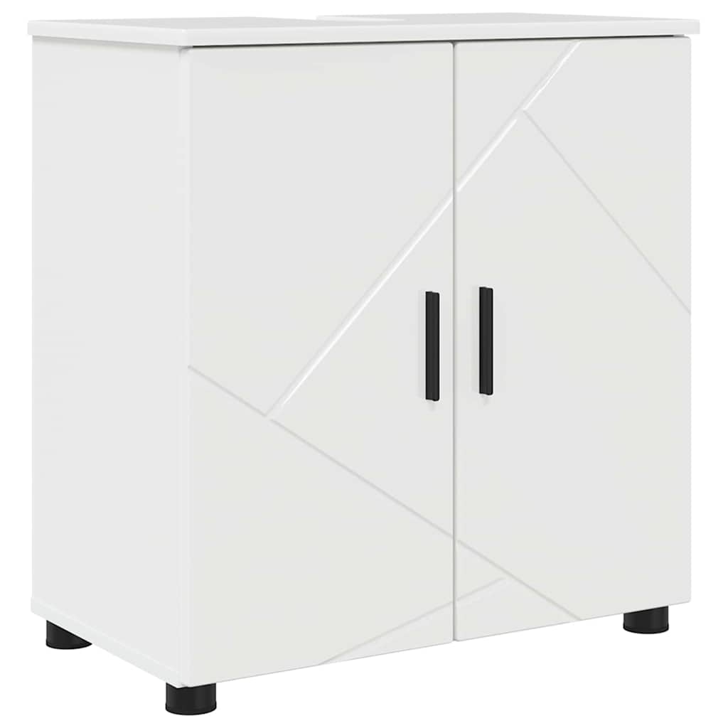 Set di mobili per il bagno con porta 4 pcs Bianco Lucido | homemem39